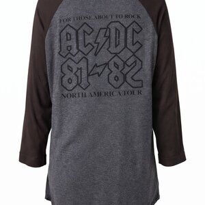 AC/DC 81-82 NORTH AMERICAN TOUR 80s ROCK RETRO SOFT RAGLAN T-SHIRT SIZE XL